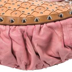 Pre Owned Versace Multicolor Pleated Leather Spike Studded Shoulder Bag