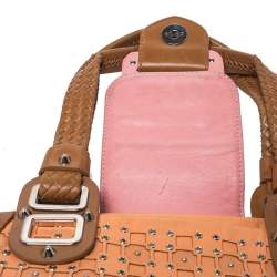 Pre Owned Versace Multicolor Pleated Leather Spike Studded Shoulder Bag