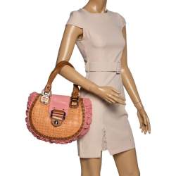 Pre Owned Versace Multicolor Pleated Leather Spike Studded Shoulder Bag