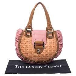 Pre Owned Versace Multicolor Pleated Leather Spike Studded Shoulder Bag