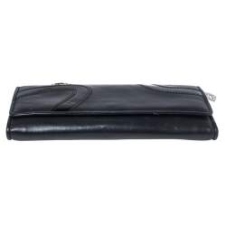 Pre Owned Versace Black Leather and Patent Leather Wallet on Chain