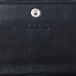 Pre Owned Versace Black Leather and Patent Leather Wallet on Chain