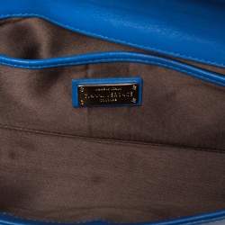 Versace Blue Quilted Patent Leather Flap Shoulder Bag