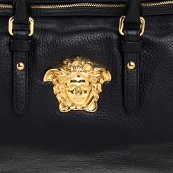 Pre Owned Versace Black Leather Medusa Boston Bag