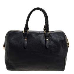 Pre Owned Versace Black Leather Medusa Boston Bag