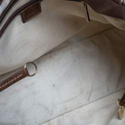 Pre Owned Versace Brown Signature Canvas and Leather Palazzo Plaque Shoulder Bag