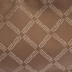 Pre Owned Versace Brown Signature Canvas and Leather Palazzo Plaque Shoulder Bag