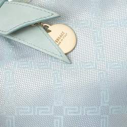 Versace Light Turquoise Signature Canvas and Leather Small Studded Hobo 