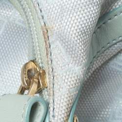 Versace Light Turquoise Signature Canvas and Leather Small Studded Hobo 