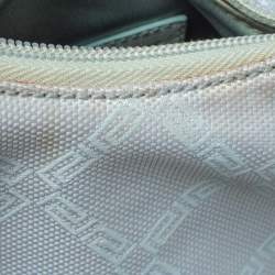 Versace Light Turquoise Signature Canvas and Leather Small Studded Hobo 