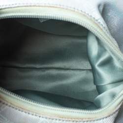 Versace Light Turquoise Signature Canvas and Leather Small Studded Hobo 