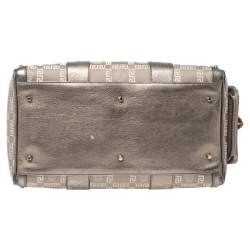 مملوكة مسبقًا Versace Beige/Metallic Fabric and Leather Snap Out Of It Satchel