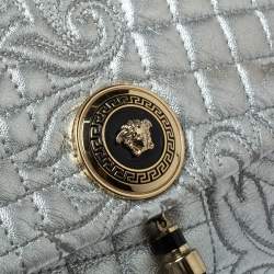 Pre Owned Versace Metallic Silver Barocco Leather Vanitas Medea Shoulder Bag