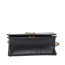 Pre Owned Versace Black Leather Mini Virtus Chain Wallet