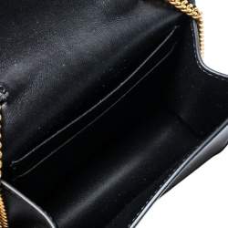 Pre Owned Versace Black Leather Mini Virtus Chain Wallet