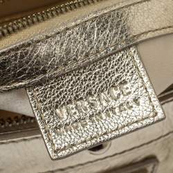 Pre Owned Versace Gold Ostrich Embossed Leather Snap Out Of It Satchel