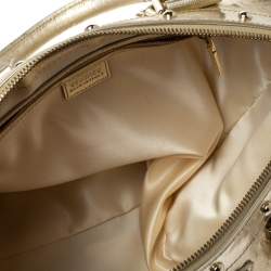 Pre Owned Versace Gold Ostrich Embossed Leather Snap Out Of It Satchel