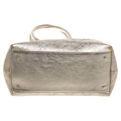 Pre Owned Versace Metallic Gold Leather Tote