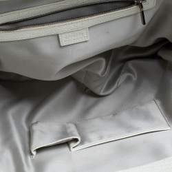 Pre Owned Versace White Croc Embossed Leather Hit Satchel