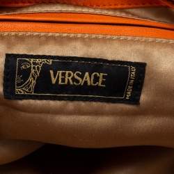 مملوكة مسبقًا حقيبة هوبو فيرساتشي جيب مزدوج سحاب جلد برتقالي 