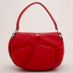 Pre Owned Versace Red Rounded Flap Shoulder Bag
