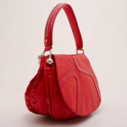 Pre Owned Versace Red Rounded Flap Shoulder Bag