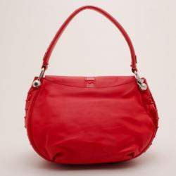 Pre Owned Versace Red Rounded Flap Shoulder Bag
