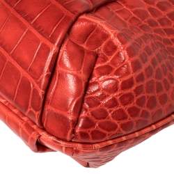 مملوكة مسبقًا Versace Red Croc Embossed Leather Satchel