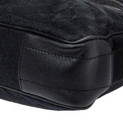 Pre Owned Versace Black Monogram Canvas and Leather Laptop Bag