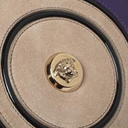 Pre Owned  Versace Multicolor Printed Leather, Velvet and Suede Palazzo Flap Shoulder Bag