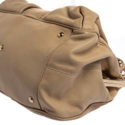 مملوكة مسبقًا Versace Beige Leather Studded Frame Satchel