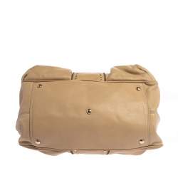 مملوكة مسبقًا Versace Beige Leather Studded Frame Satchel