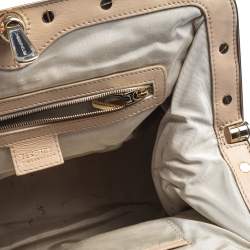 مملوكة مسبقًا Versace Beige Leather Studded Frame Satchel