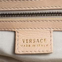 مملوكة مسبقًا Versace Beige Leather Studded Frame Satchel