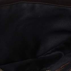 Pre Owned Versace Dark Brown Python Zip Detail Half Moon Hobo