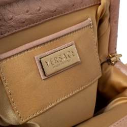 Versace Peach Ostrich Frame Satchel