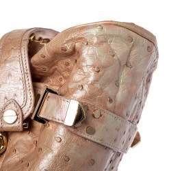 Versace Peach Ostrich Frame Satchel