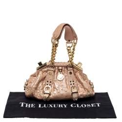 Versace Peach Ostrich Frame Satchel
