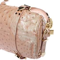 Versace Peach Ostrich Frame Satchel