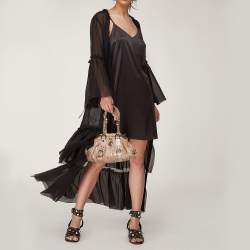 Versace Peach Ostrich Frame Satchel