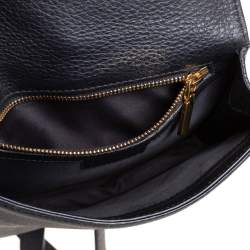 Pre Owned Versace Black Leather Medusa Buckle Flap Crossbody Bag