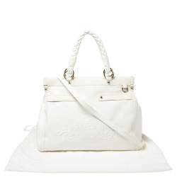 مملوكة مسبقًا حقيبة ساتشل فيرساتشي جلد أبيض مزين ميدوسا بارز