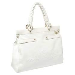 مملوكة مسبقًا حقيبة ساتشل فيرساتشي جلد أبيض مزين ميدوسا بارز