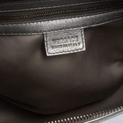 Pre Owned حقيبة ساتشل فيرساتشي سناب أوت أوف إيت جلد ثعبان فضي