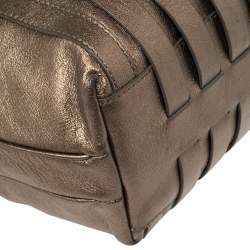 Pre Owned Versace Metallic Leather Stripped Hobo