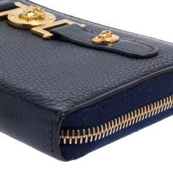 Pre Owned  Versace Blue Leather Medusa Zip Around Wallet