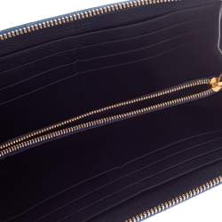 Pre Owned  Versace Blue Leather Medusa Zip Around Wallet