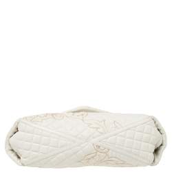 Pre Owned Versace White Quilted Leather Embroidered Barocco Shoulder Bag