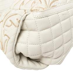 Pre Owned Versace White Quilted Leather Embroidered Barocco Shoulder Bag