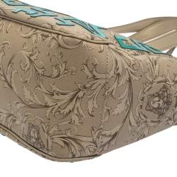 Pre Owned Versace Beige/Turquoise Medusa Print Coated Canvas and Patent Leather Patch Diaper Bag